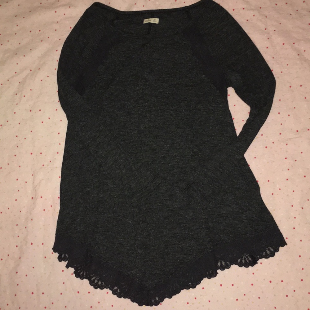 Ribbed lace sweater shirt